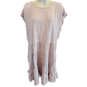 Knox rose cottagecore crinkle day dress w/ pockets pink rose relaxed fit 1X EUC